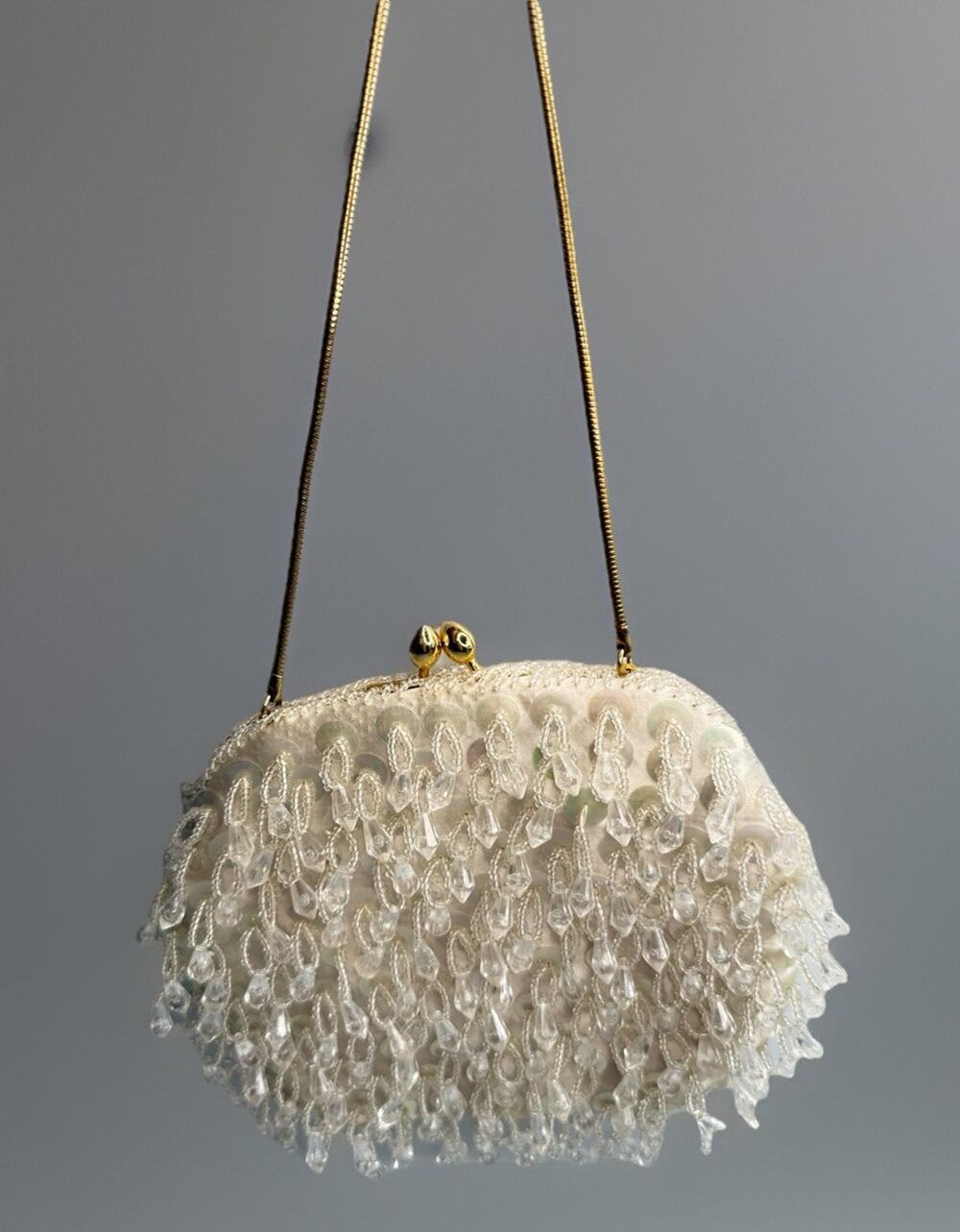 Vintage Beaded Evening Bag Hand Made For The Broadway British Crown Hong Kong